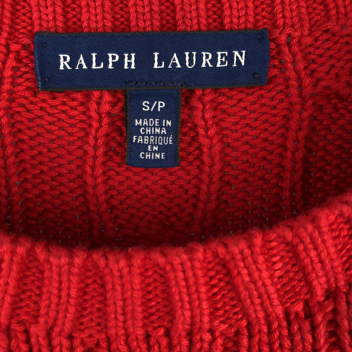 Ralph Lauren cable knit cotton sweater, size S cotton red type Vintage Second Hand