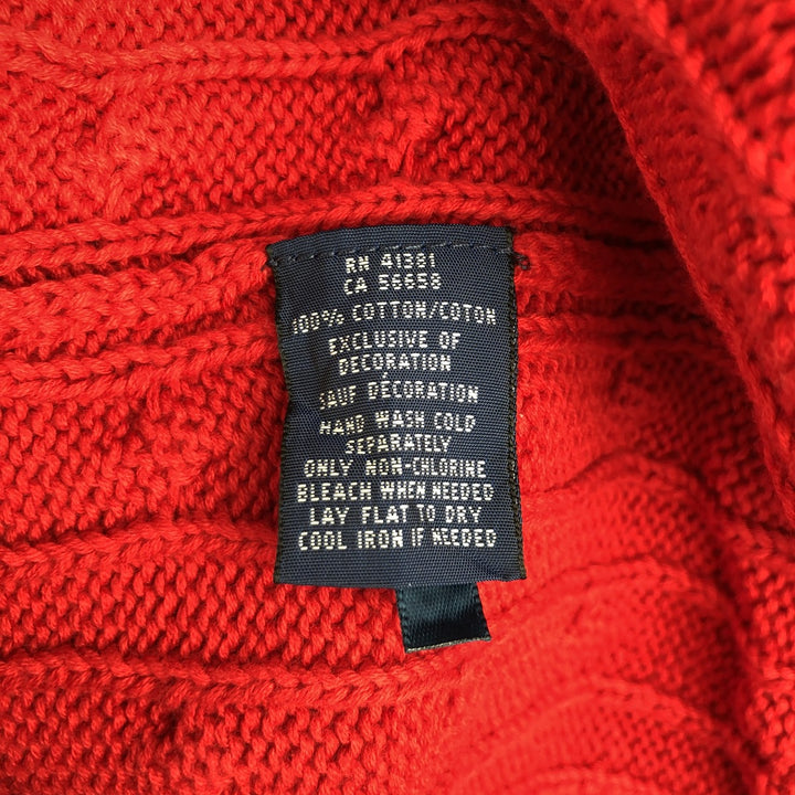 Ralph Lauren cable knit cotton sweater, size S cotton red type Vintage Second Hand