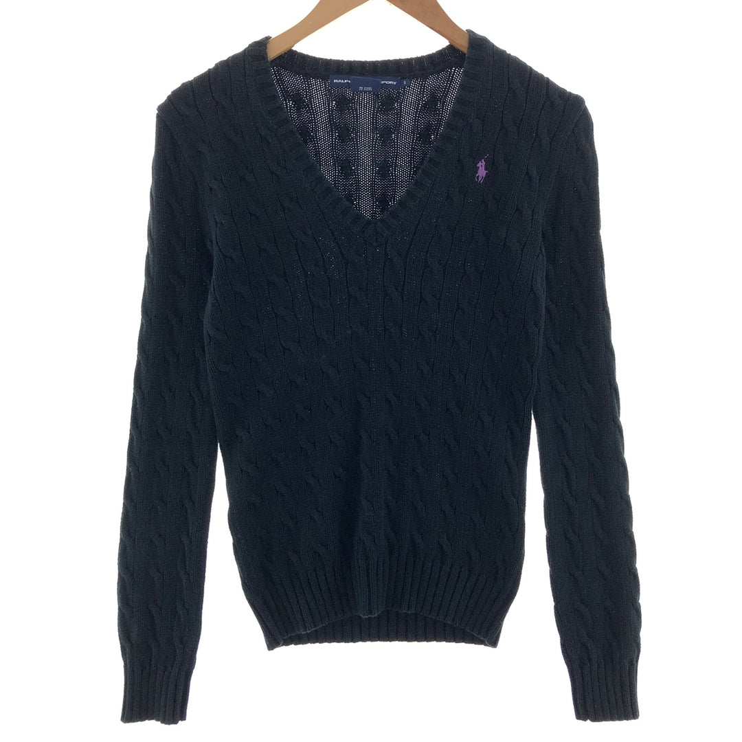 Ralph Lauren RALPH LAUREN SPORT V-neck cable knit cotton sweater Women's S size /eaa382259