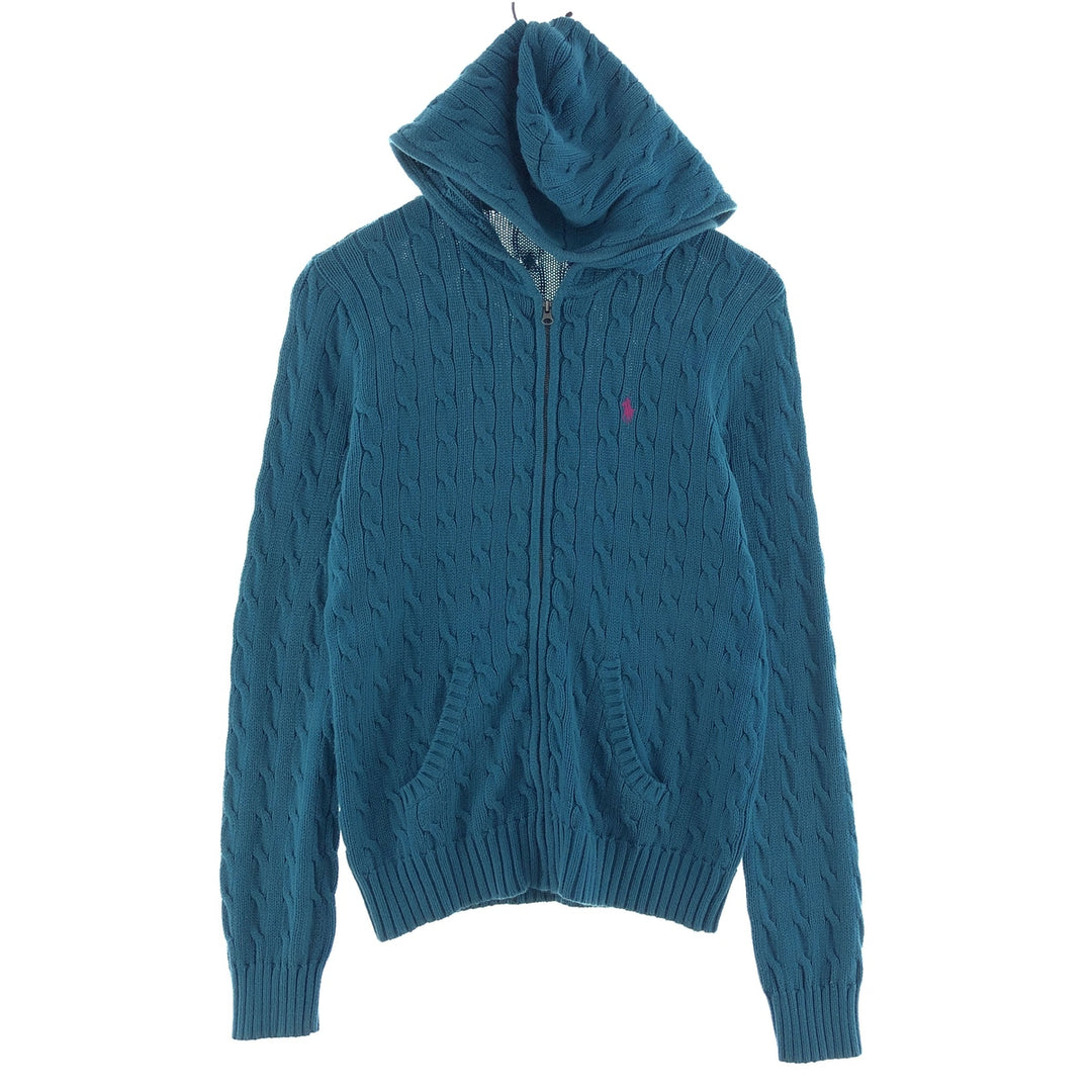 Ralph Lauren RALPH LAUREN SPORT Cable knit cotton knit zip hoodie for women size L / eaa382265