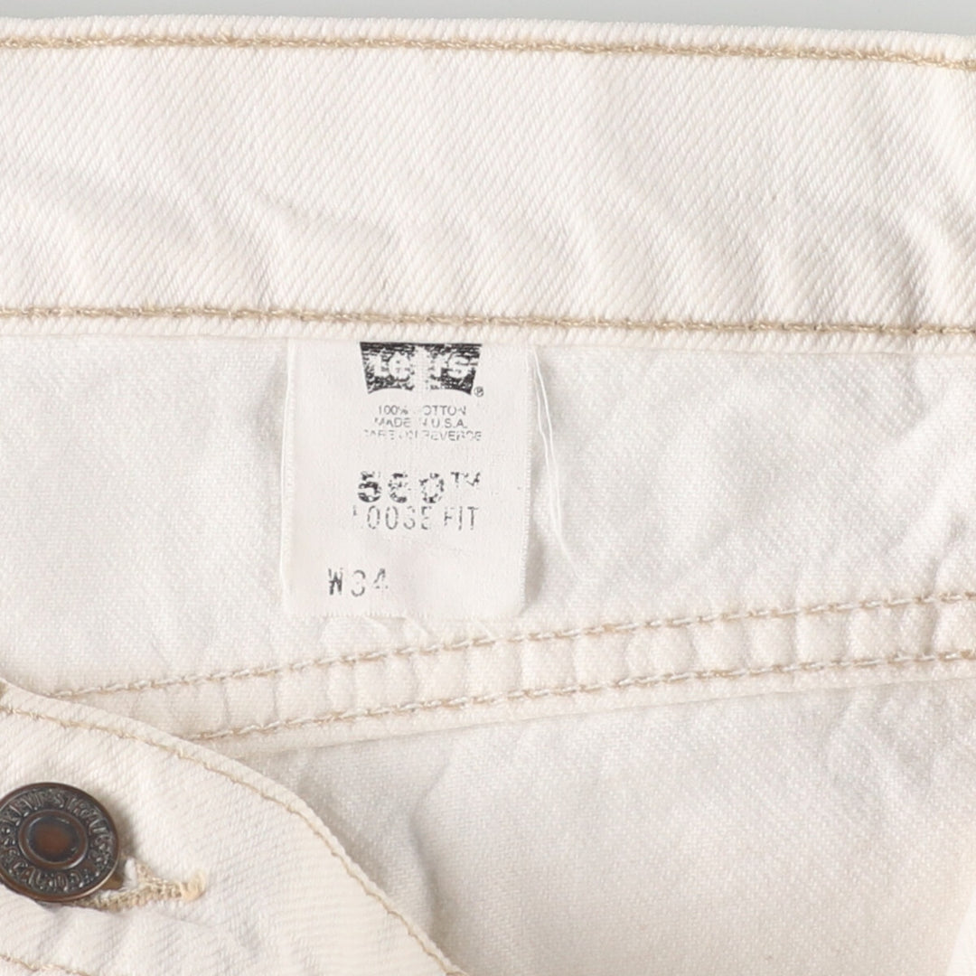 90'S Levi's 560 LOOSE FIT White Denim Shorts, Made in USA, Men's, W34, Vintage / eaa382433