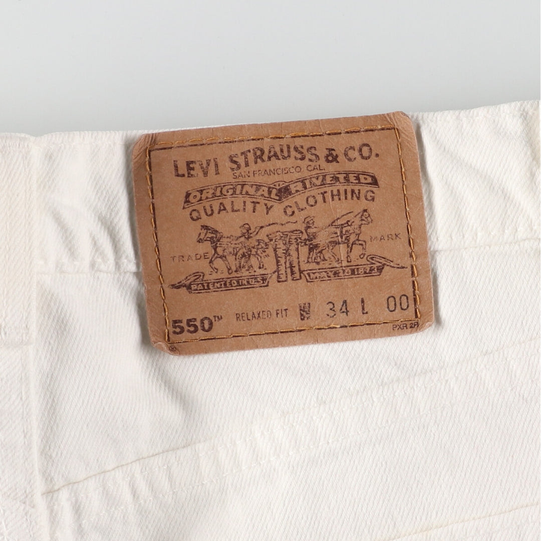 90'S Levi's 550 Relaxed Fit White Denim Shorts, Made in USA, Men's, W34, Vintage /eaa382435