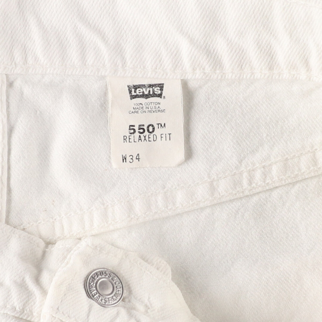 90'S Levi's 550 Relaxed Fit White Denim Shorts, Made in USA, Men's, W34, Vintage /eaa382435