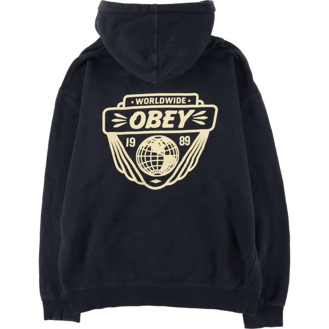 00'S OBEY back print sweatshirt pullover hoodie men's size M /eaa382610