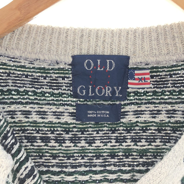 90'S OLD GLORY Cotton Knit Half Button Sweater Made in USA Men's XL Vintage /eaa382614