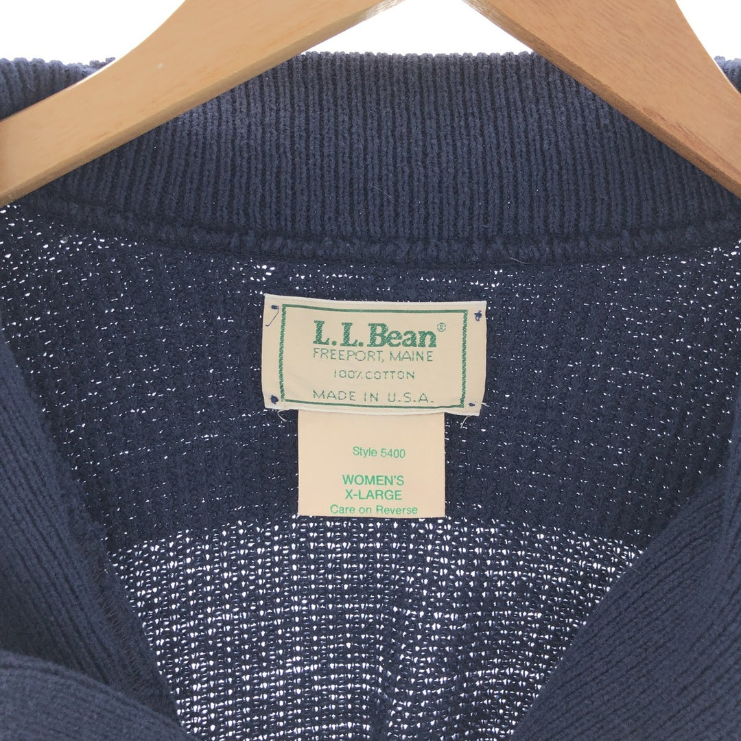 80'S LLBean Cotton Knit Half Button Sweater Made in USA Women's XL Vintage /eaa382615