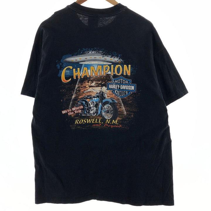 00'S Harley-Davidson HANES Back Print Motorcycle Bike T-Shirt Made in USA Men's XL /eaa382778