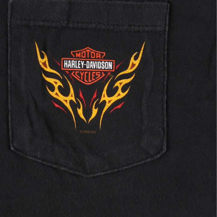 00'S Harley-Davidson HANES Back Print Motorcycle Bike T-Shirt Made in USA Men's XL /eaa382778