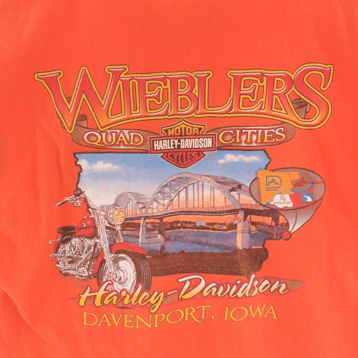 00'S Harley-Davidson HANES Motorcycle Bike T-shirt Made in USA Men's L /eaa382827