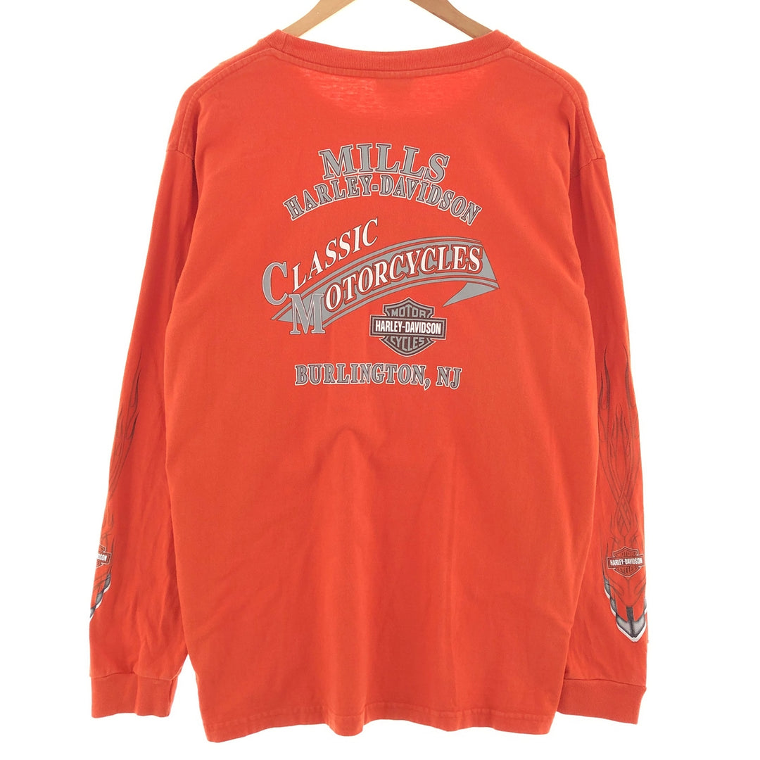 00'S Harley-Davidson Long Sleeve T-Shirt Made in USA Men's XL cotton orange type Vintage Second Hand