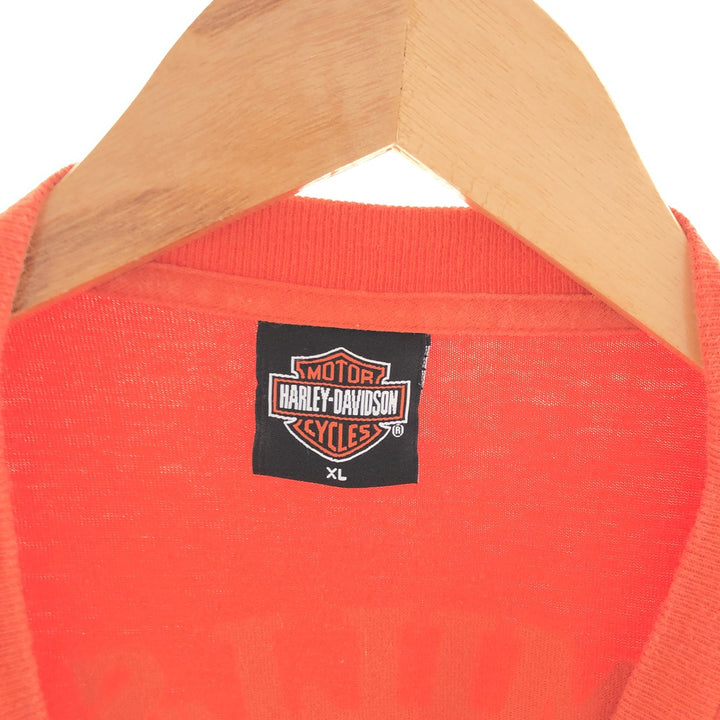 00'S Harley-Davidson Long Sleeve T-Shirt Made in USA Men's XL cotton orange type Vintage Second Hand