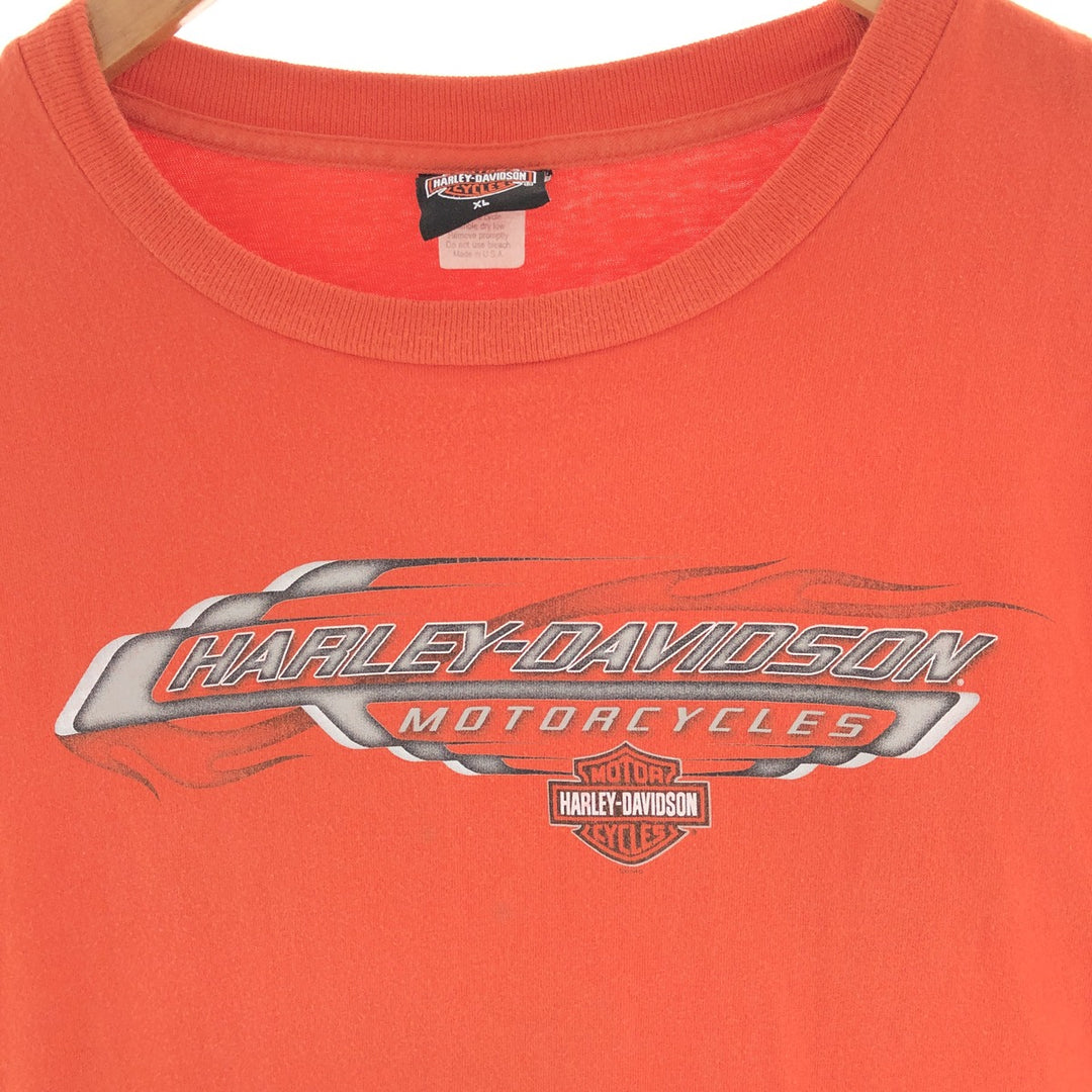 00'S Harley-Davidson Long Sleeve T-Shirt Made in USA Men's XL cotton orange type Vintage Second Hand