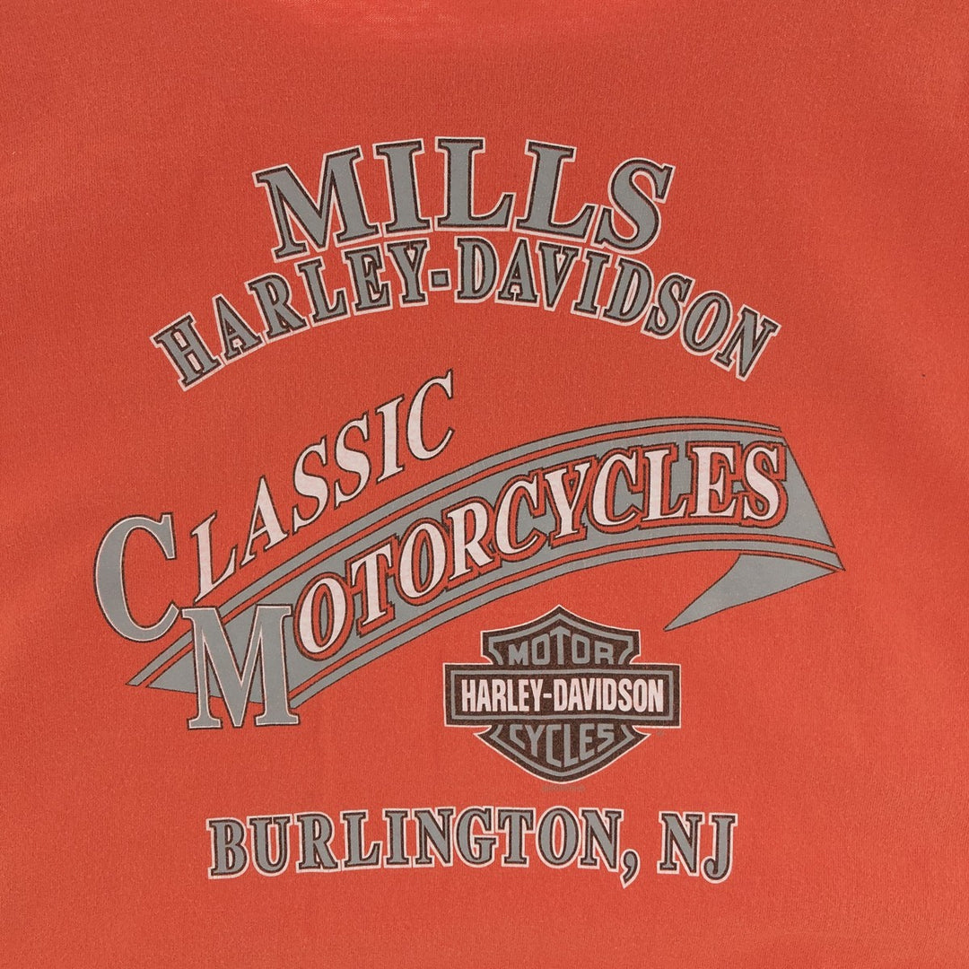 00'S Harley-Davidson Long Sleeve T-Shirt Made in USA Men's XL cotton orange type Vintage Second Hand