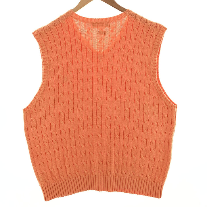 Ralph Lauren POLO by Ralph Lauren V-neck cable knit cotton vest, men's XL size / eaa382904