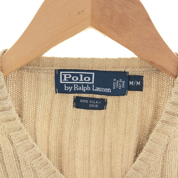 POLO by Ralph Lauren V-neck silk knit sweater for men, Medium / eaa382907