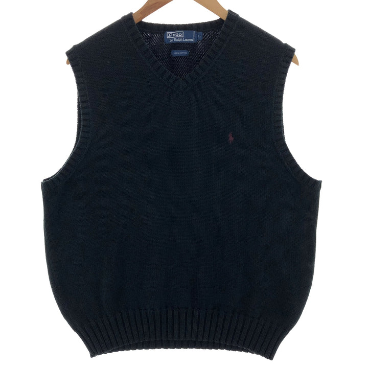 Ralph Lauren POLO by Ralph Lauren V-neck cotton knit vest, men's size L / eaa382985