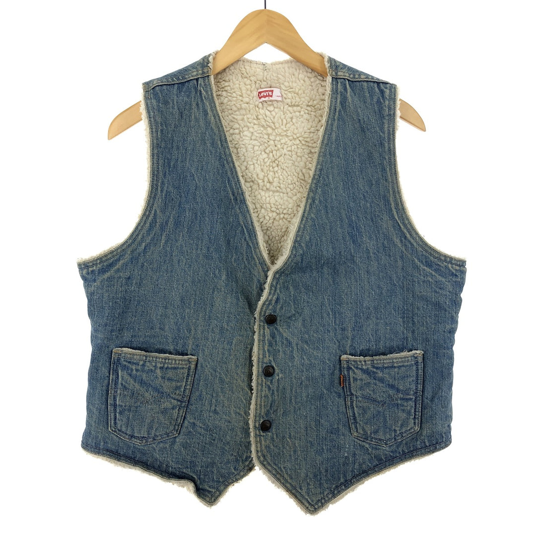 70'S Levi's Orange Tab Denim Boa Vest Men's L Vintage / eaa383079