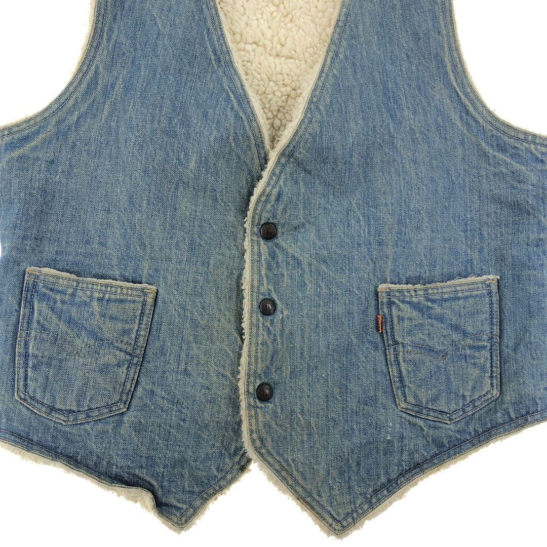 70'S Levi's Orange Tab Denim Boa Vest Men's L Vintage / eaa383079