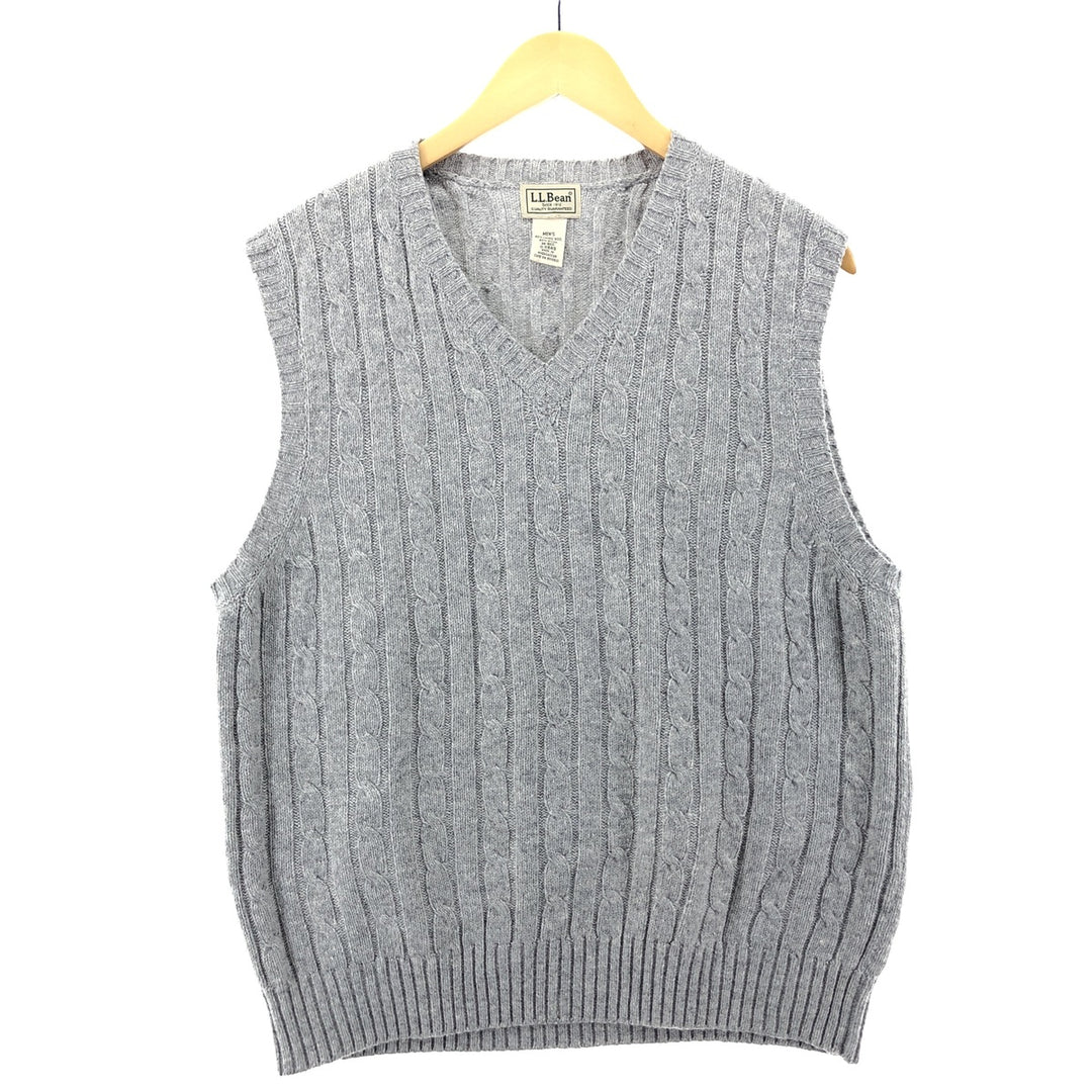 LLBean Cable Knit V-Neck Wool Knit Vest Men's M /eaa383116