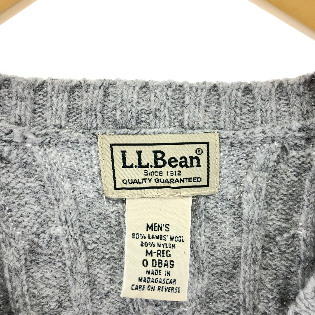 LLBean Cable Knit V-Neck Wool Knit Vest Men's M /eaa383116