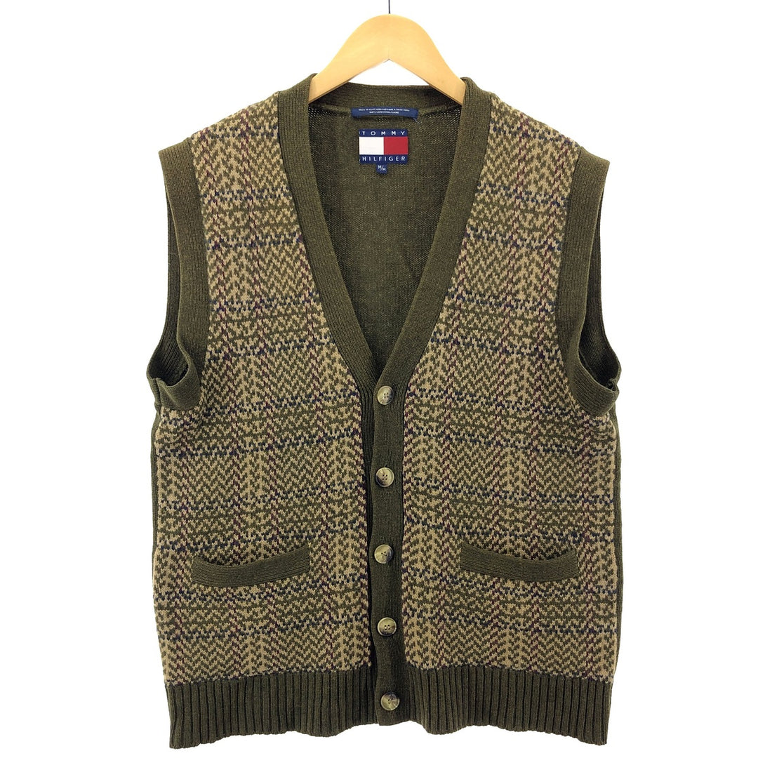 90'S Tommy Hilfiger All-over Pattern Open-front Acrylic Vest Men's M Vintage / eaa383119