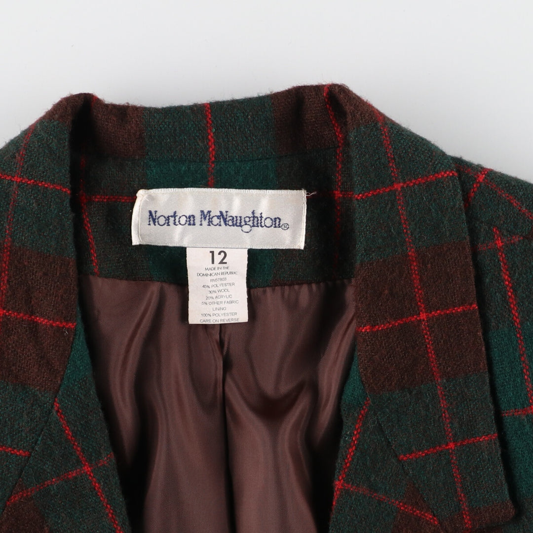 Norton McNaughton Check Pattern Wool Tailored Jacket Women's XL /eaa383454