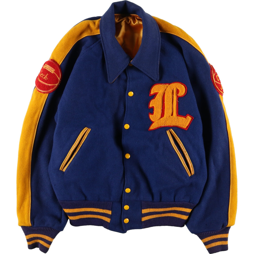 50's HATCHERS Reversible Satinx Wool Varsity Jacket Award Jacket Varsity Jacket 44 Men's L /eaa383590