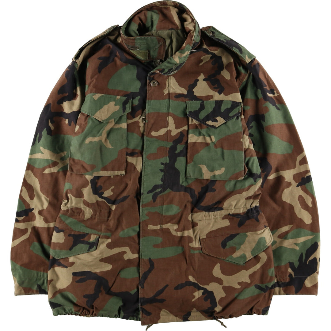 1989 delivery, genuine US military M-65 Woodland Camo camouflage pattern military field jacket, made in USA, MEDIUM LONG, men's L /eaa383851