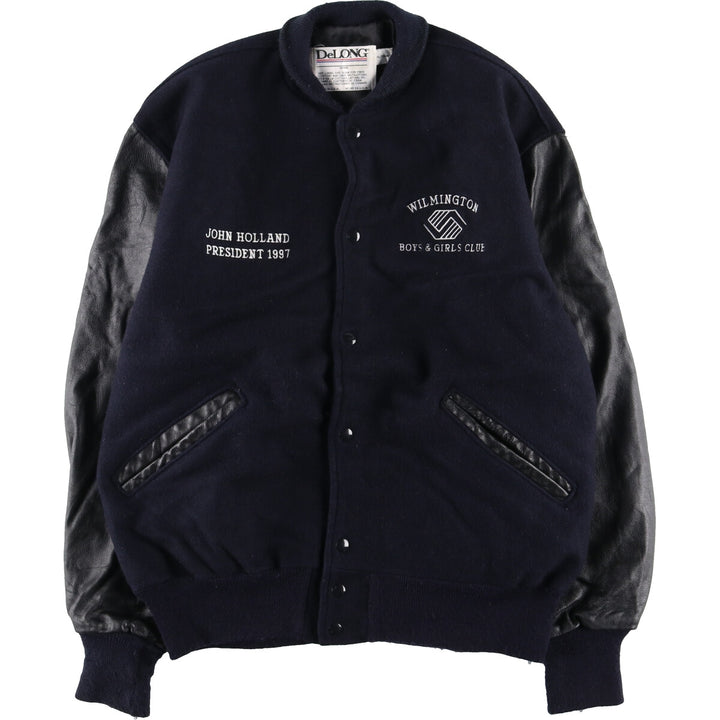 DeLONG Leather Sleeve Wool Varsity Jacket Award Jacket Varsity Jacket Made in USA Men's XL Vintage /eaa384149