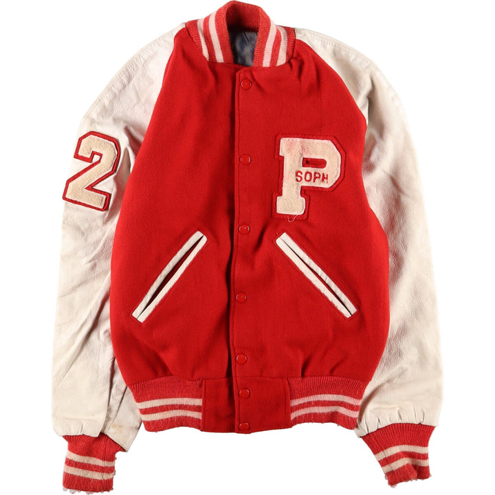 80'S Leather Sleeve Wool Stadium Jacket Award Jacket Varsity Jacket Men's M Vintage /eaa384175
