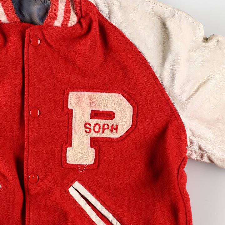 80'S Leather Sleeve Wool Stadium Jacket Award Jacket Varsity Jacket Men's M Vintage /eaa384175