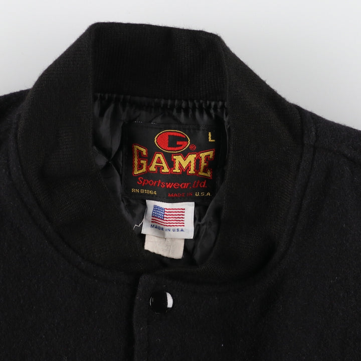 GAME Wool Stadium Jacket Award Jacket Varsity Jacket Made in USA Men's L /eaa384180