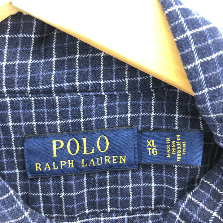 Ralph Lauren POLO RALPH LAUREN Long Sleeve Wide Collar Light Flannel Check Shirt Men's XXL /eaa384235