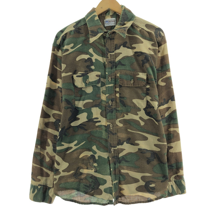 70'S Five Brother Camouflage Pattern Long Sleeve Chamois Cloth Shirt Made in USA Men's XL Vintage /eaa384289