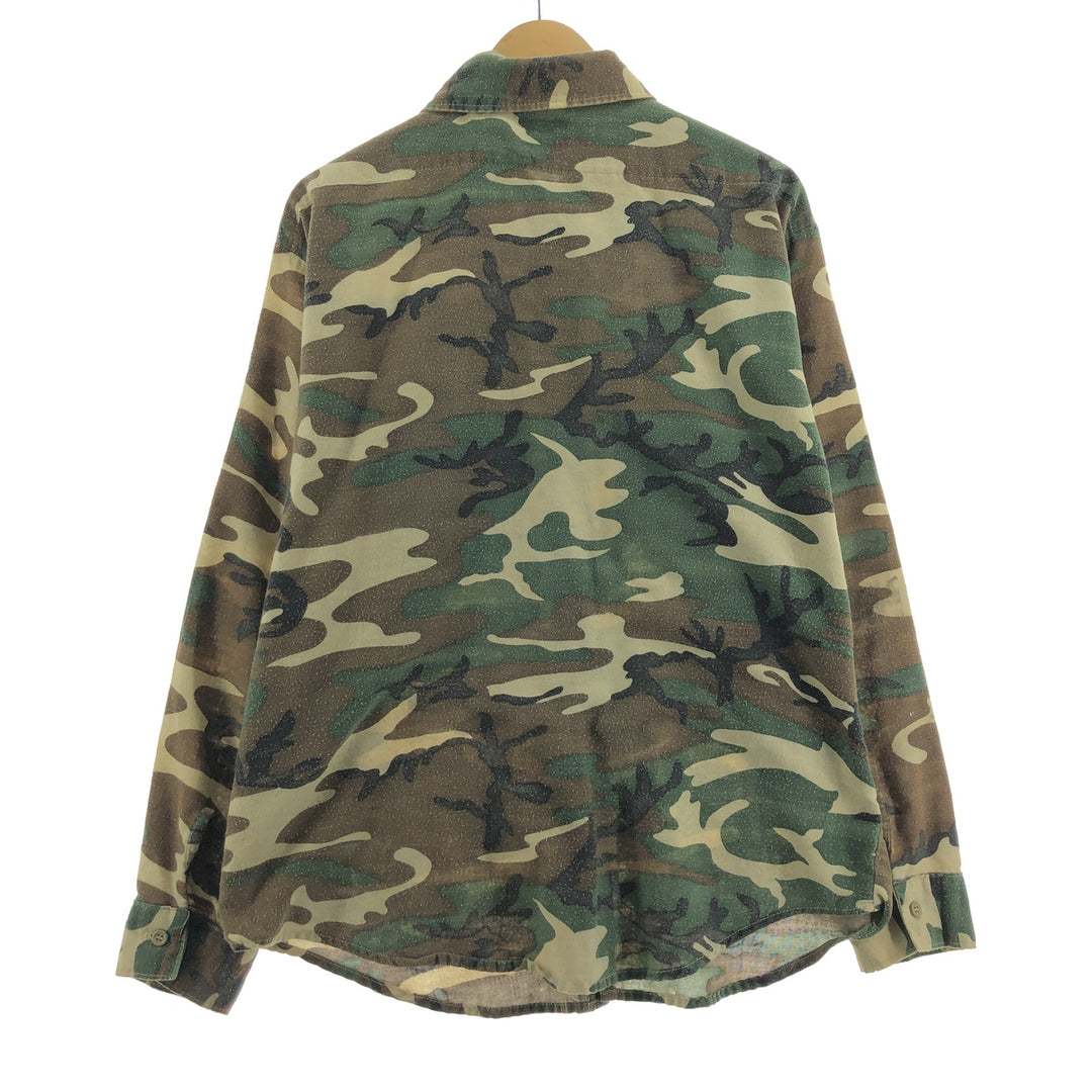 70'S Five Brother Camouflage Pattern Long Sleeve Chamois Cloth Shirt Made in USA Men's XL Vintage /eaa384289