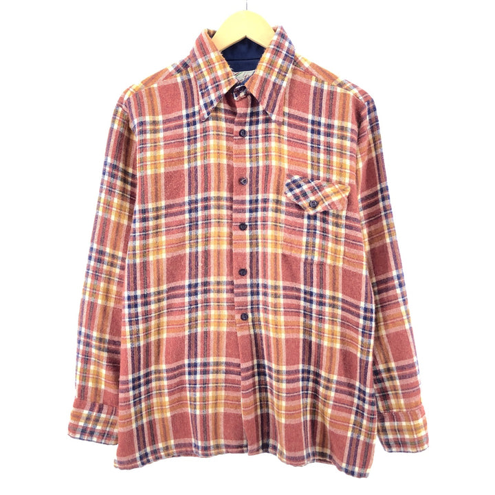 70'S Pinofabrini Long Sleeve Flannel Check Shirt Men's L Vintage /eaa384351