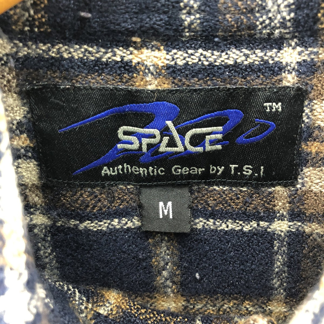 SPACE Long Sleeve Button Down Heavy Flannel Check Shirt M /eaa384547