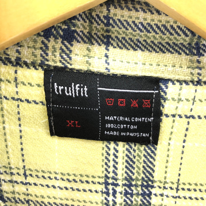 trulfit long sleeve check pattern heavy flannel shirt men's XL /eaa384655