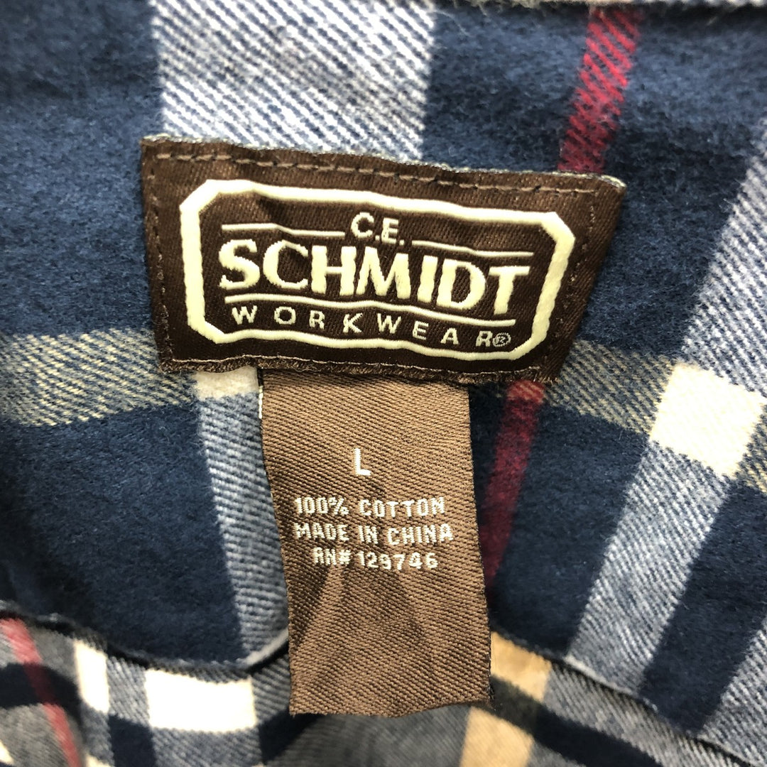 SCHMIDT WORKWEAR Check Pattern Long Sleeve Flannel Check Shirt Men's L /eaa385001