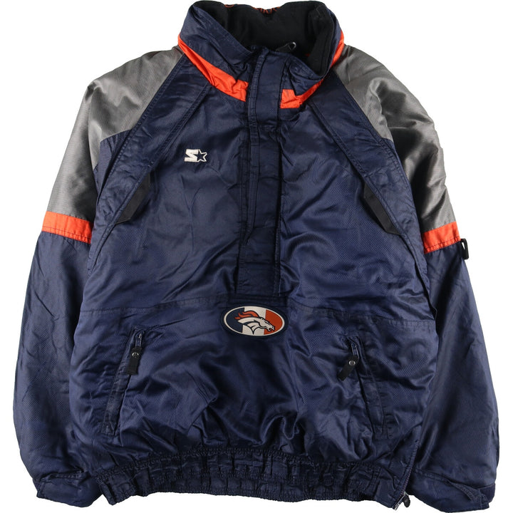 Starter NFL DENVER BRONCOS Denver Broncos Padded Half Zip Nylon Pullover Men's L /eaa385116