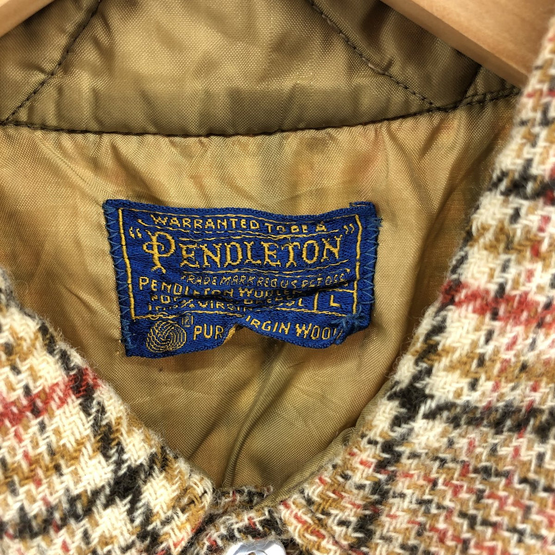 60'S Pendleton Check Pattern Wool Box Shirt Men's L Vintage /eaa385314