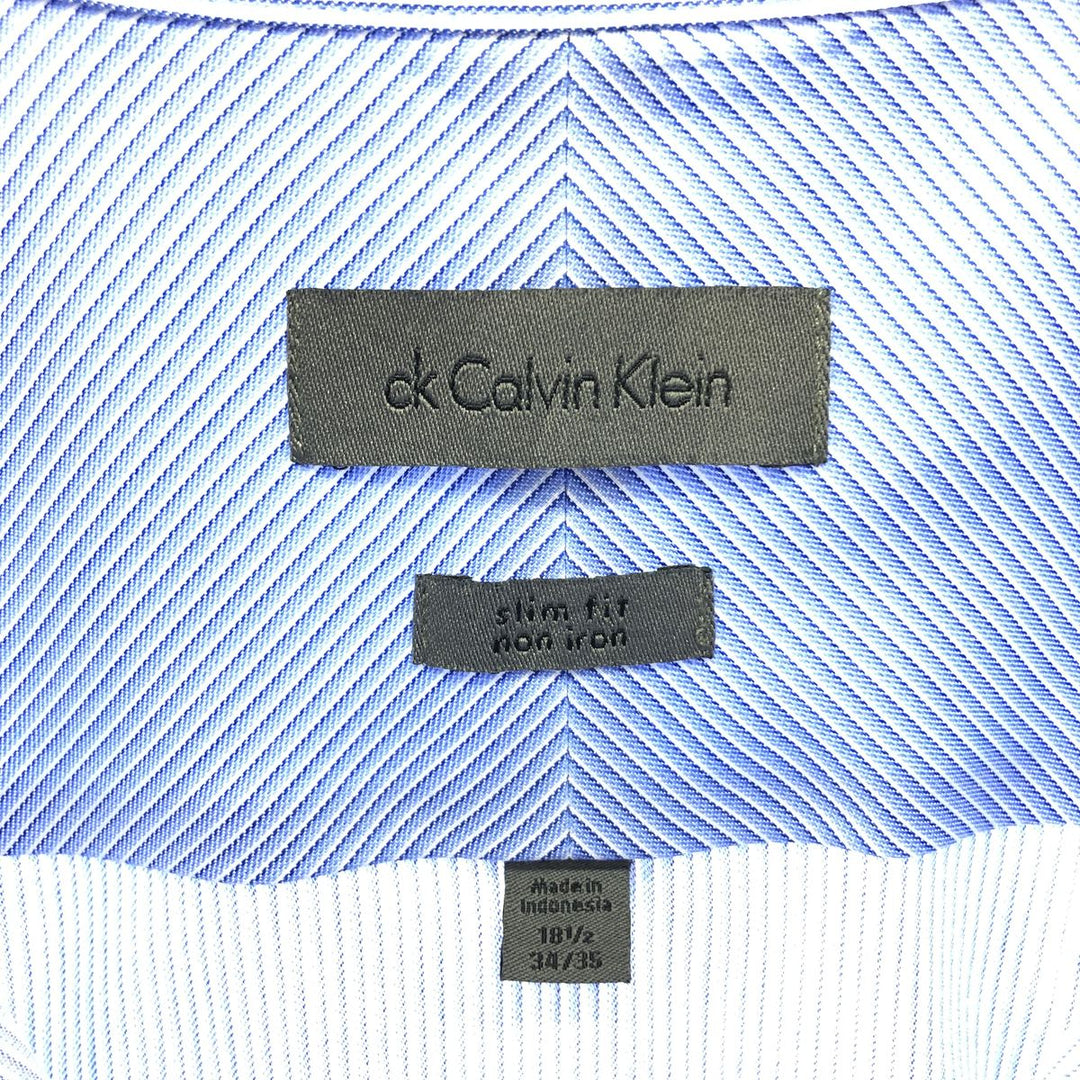 Calvin Klein slim fit non-iron long sleeve wide collar cotton striped shirt men's XXL /eaa385603