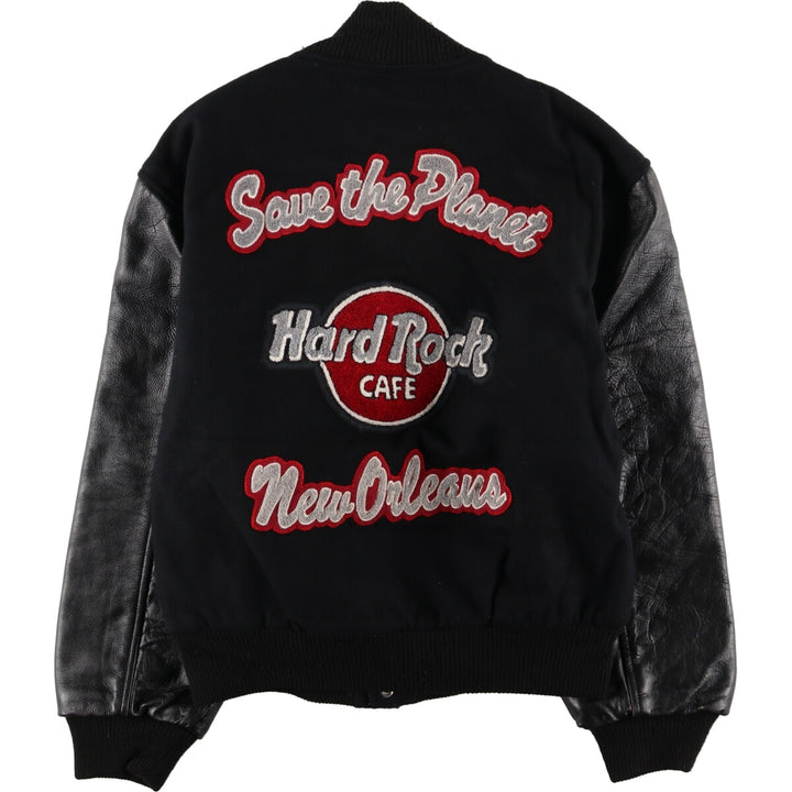 Hard Rock Cafe NEW ORLEANS Leather Wool Sleeve Stadium Jacket Award Jacket Varsity Jacket Men's XL /eaa385984
