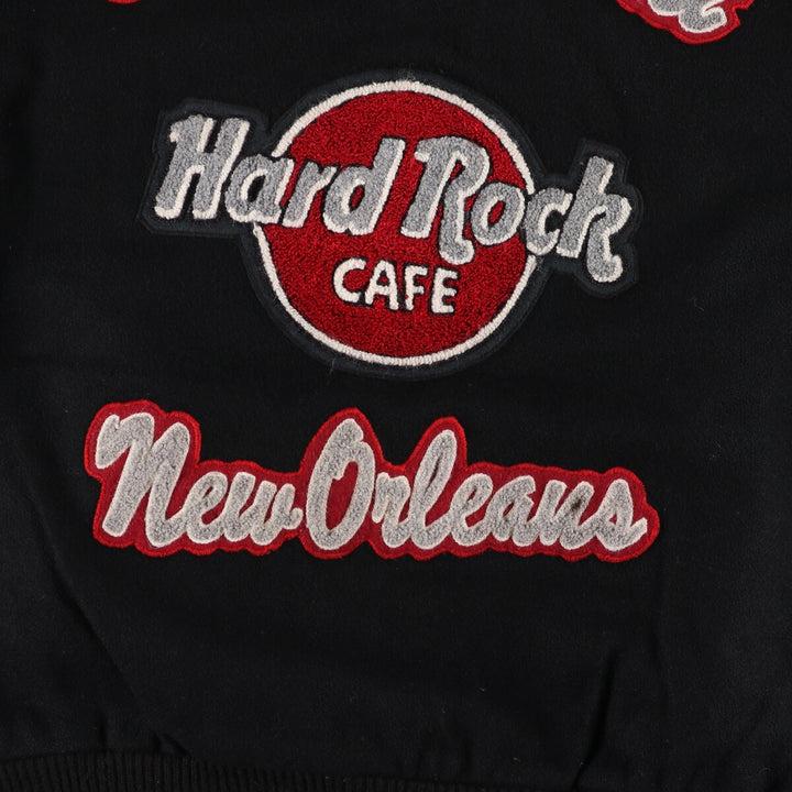 Hard Rock Cafe NEW ORLEANS Leather Wool Sleeve Stadium Jacket Award Jacket Varsity Jacket Men's XL /eaa385984