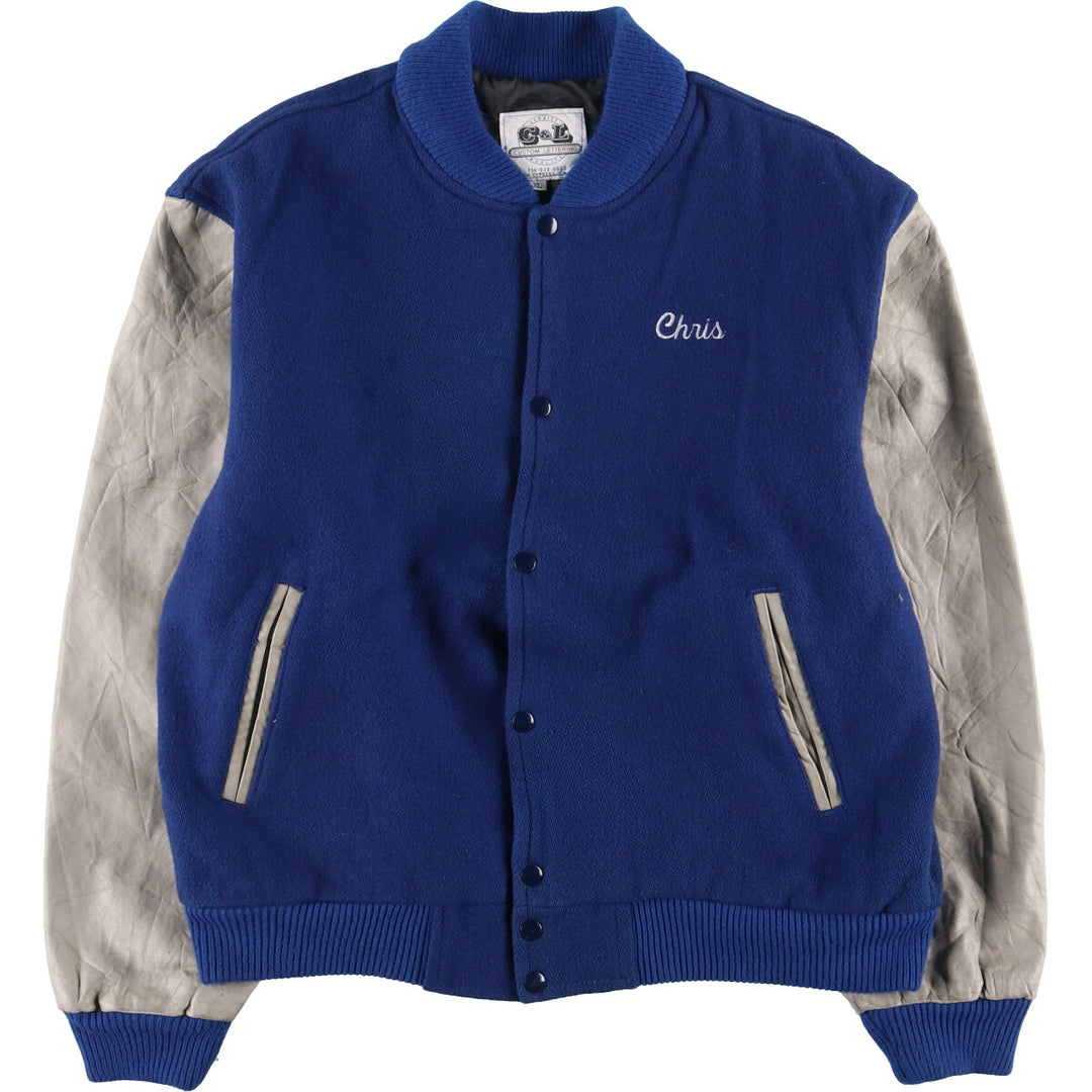 00'S C and L Sleeve Leather Wool Varsity Jacket Award Jacket Varsity Jacket Made in USA Men's XL /eaa386024