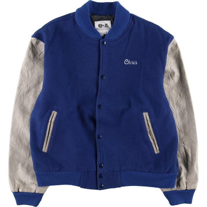 00'S C and L Sleeve Leather Wool Varsity Jacket Award Jacket Varsity Jacket Made in USA Men's XL /eaa386024