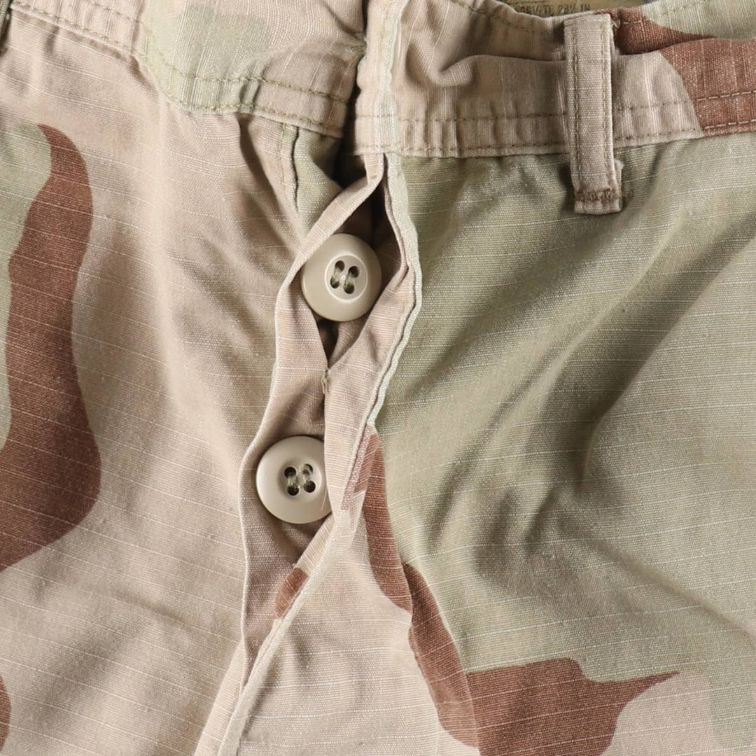 1990'S US Military Issue Camouflage Pattern 3C Desert Camo Ripstop Military Cargo Pants Combat Pants Made in USA Small-Short Nylon Beige type Vintage Second Hand