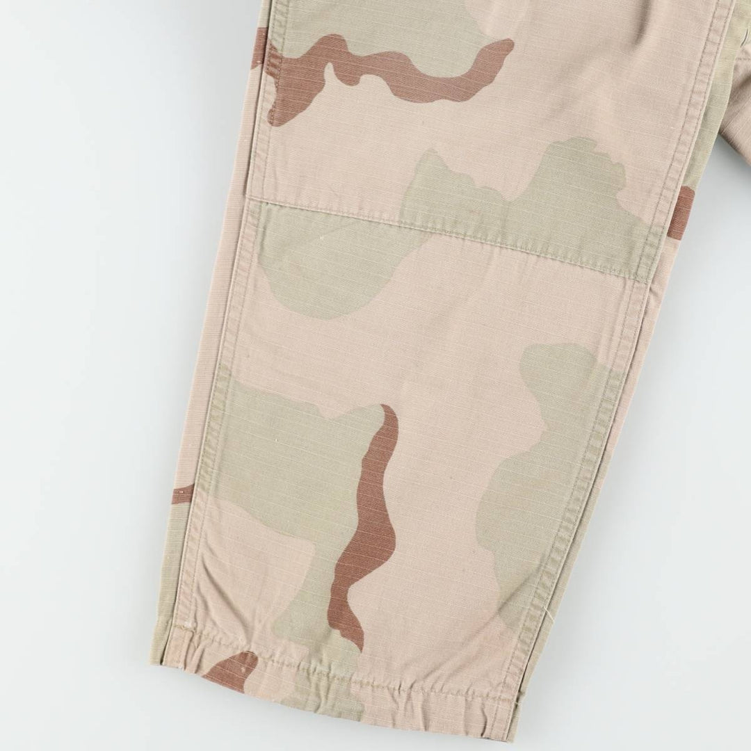 1990'S US Military Issue Camouflage Pattern 3C Desert Camo Ripstop Military Cargo Pants Combat Pants Made in USA Small-Short Nylon Beige type Vintage Second Hand
