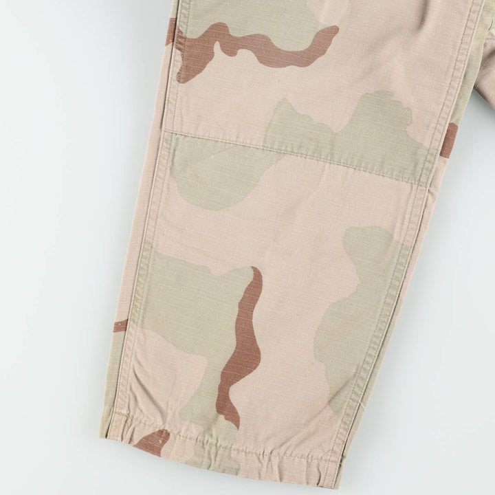 1990'S US Military Issue Camouflage Pattern 3C Desert Camo Ripstop Military Cargo Pants Combat Pants Made in USA Small-Short Nylon Beige type Vintage Second Hand