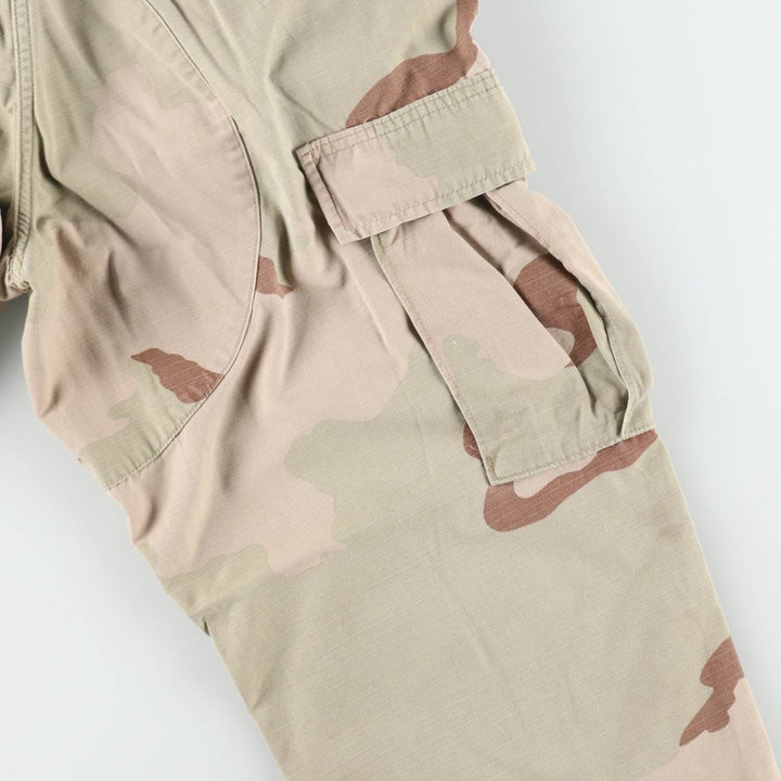 1990'S US Military Issue Camouflage Pattern 3C Desert Camo Ripstop Military Cargo Pants Combat Pants Made in USA Small-Short Nylon Beige type Vintage Second Hand